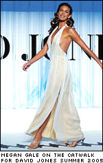 Model Megan Gale on the catwalk for David Jones